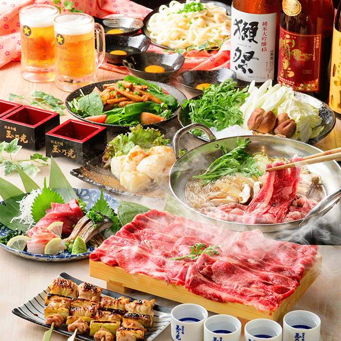 【豪華!米沢牛すき焼きコース】の写真